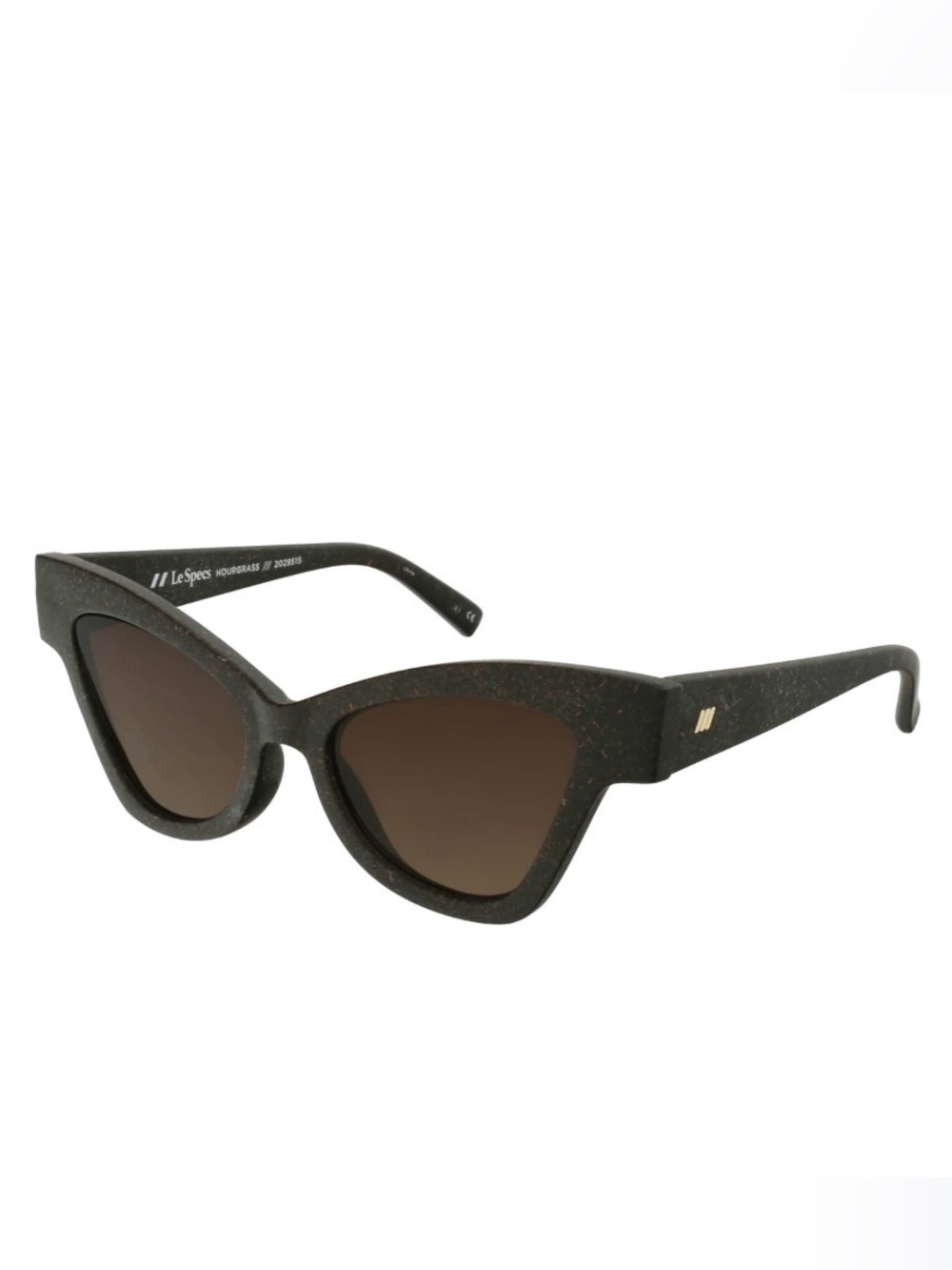 Le Specs Black Cat-Eye Sunglasses with Dark Green Lenses